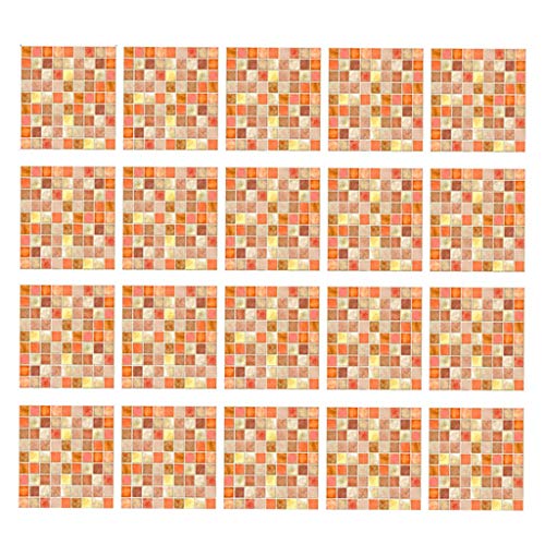 Tubayia 20 Stück Wasserdicht Fliesenaufkleber 20x20cm Selbstklebend Fliesenfolie Fliesensticker für Küche und Bad (Orange) von Tubayia