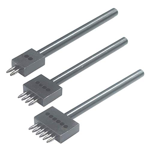 Tubayia 3 Stück 2 + 4 + 6 Prong Leder Meißel Locher Stanzen Werkzeug für Lederhandwerk (6mm) von Tubayia