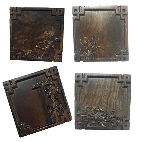 Tubayia 4 Stück Ebenholz Chinesische Untersetzer Matte Coaster für Getränke Tee Milch von Tubayia