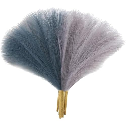 Tubayia 6 x künstliches getrocknetes Gras Bonquet Vasenfüller Blumenarrangement Boho Geschenk für Bauernhaus Hochzeit Schlafzimmer Wohnzimmer Dekor (Blau Grün Grau) von Tubayia