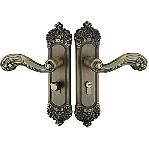 Tubayia Aluminiumlegierung Türschloss Türgriff Türdrücker mit 3pcs Schlüssel für Innentür Badezimmer (Europäische Bronze) von Tubayia