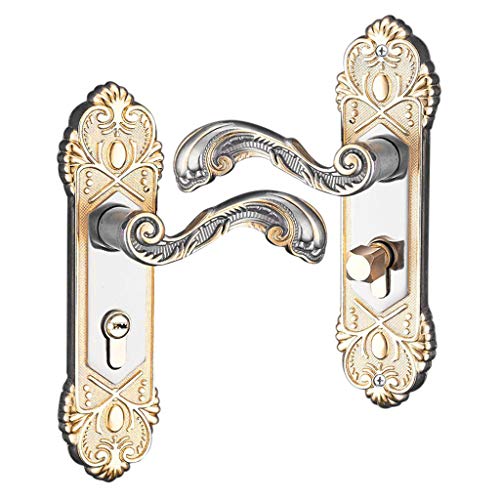 Tubayia Aluminiumlegierung Türschloss Türgriff Türdrücker mit 3pcs Schlüssel für Innentür Badezimmer (Europäische Gold 2) von Tubayia