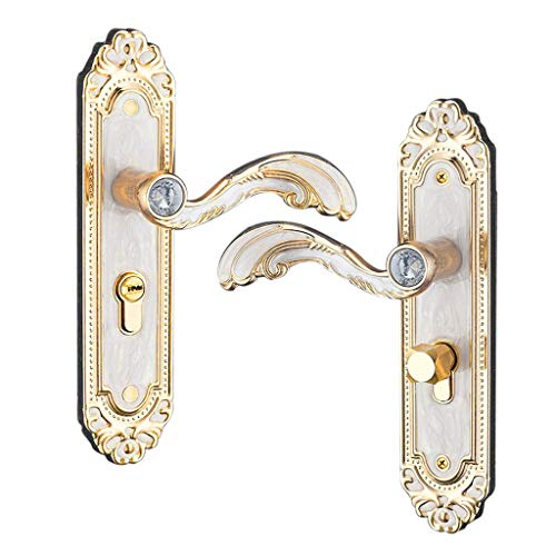 Tubayia Aluminiumlegierung Türschloss Türgriff Türdrücker mit 3pcs Schlüssel für Innentür Badezimmer (Europäische Gold Silber) von Tubayia