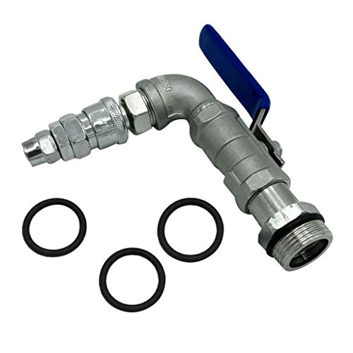Tubayia Edelstahl Kugelhahn Kugelventil Absperrhahn mit 3 Dichtungen für 200L/210L Eisentrommel, 50 Gallonen Ölfass usw (10mm) von Tubayia