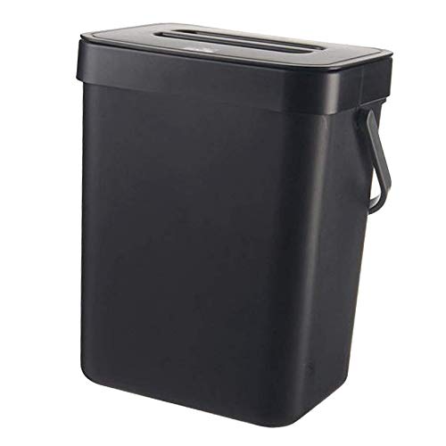 Tubayia Hängende Mülleimer Kunststoff Abfalleimer Abfallkorb Papierkorb für Küche, Badezimmer (Schwarz,5L) von Tubayia
