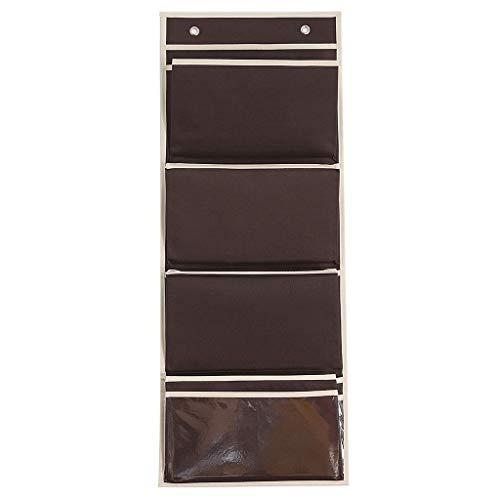 Tubayia Hängeorganizer Hängende Aufbewahrungstasche Hängetasche Türtasche Organizer mit 4 Fächer (Kaffee) von Tubayia