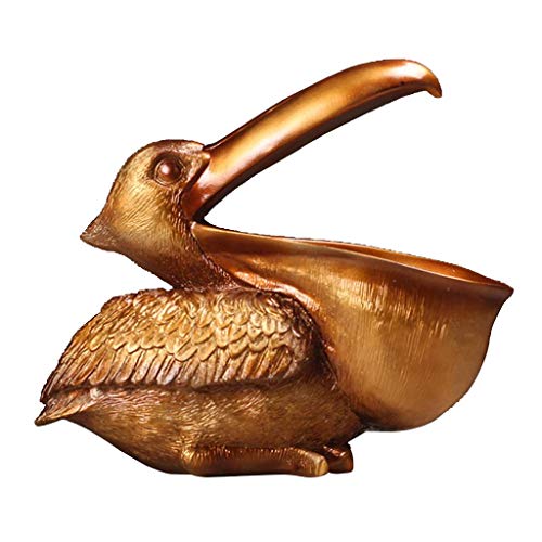 Tubayia Harz Pelikan Figur Skulptur Dekofigur Schreibtisch Aufbewahrungsbox Organizer Dekoration für Zuhause, Büro (Gold) von Tubayia