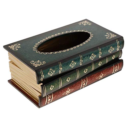 Tubayia Holz Vintage Bücher Design Tücherbox Taschentuchspender Taschentuchbox für Zuhause, Büro, Hotel, Bar, Café, Auto von Tubayia