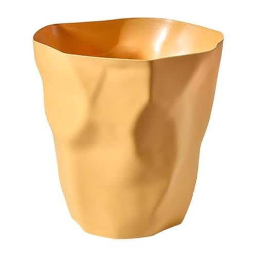 Tubayia Holzmaserung Mülleimer Abfallkorb Oben offen Retro Papierkorb Tragbarer Müllcontainer Toilettenpapierkorb für Badezimmer, mit Base (Gelb) von Tubayia