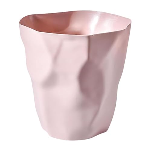 Tubayia Holzmaserung Mülleimer Abfallkorb Oben offen Retro Papierkorb Tragbarer Müllcontainer Toilettenpapierkorb für Badezimmer, mit Base (Rosa) von Tubayia