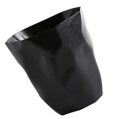 Tubayia Holzmaserung Mülleimer Abfallkorb Oben offen Retro Papierkorb Tragbarer Müllcontainer Toilettenpapierkorb für Badezimmer, mit Base (Schwarz) von Tubayia