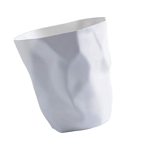 Tubayia Holzmaserung Mülleimer Abfallkorb Oben offen Retro Papierkorb Tragbarer Müllcontainer Toilettenpapierkorb für Badezimmer, mit Base (Weiß) von Tubayia