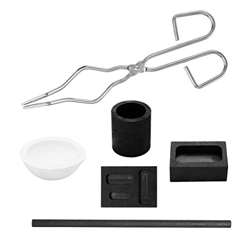 Tubayia Ingot Schmelzen Werkzeug Set, Graphit Gussform + Schmelztiegel + Tiegel Zange + Schüssel (6-teiliges Kit) von Tubayia