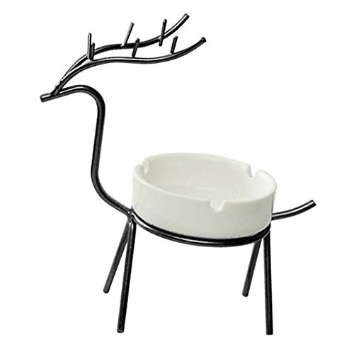 Tubayia Keramik Aschenbecher mit Hirsch Ständer Dekoration für Zuhause, Büro, Café (Schwarz) von Tubayia