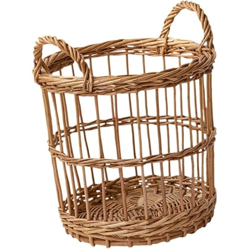 Tubayia Korb geflecht Gewebter Aufbewahrung Hand gefertigt für Hundes pielzeug Obst Gemüse Rattan für Bauernhaus Kinderzimmer Wohnzimmer (groß) von Tubayia