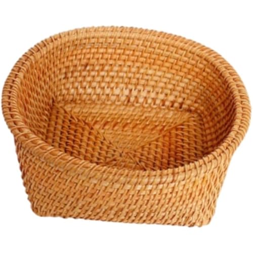 Tubayia Korbfruchtkorb Wicker Bowl Rattan Obstkorb Snack Organizer Korb für Gemüse Obst Küche Restaurantregal (20cmx7.5cm) von Tubayia