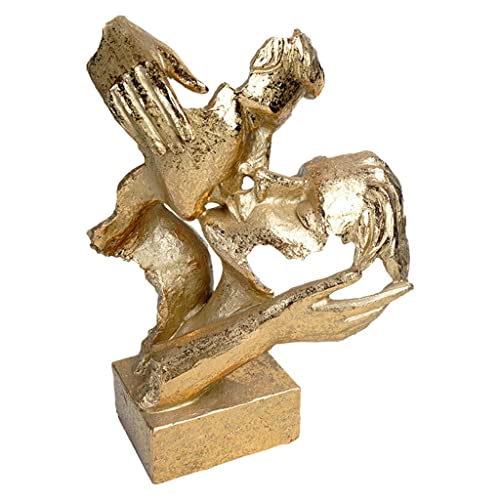 Tubayia Küssende Paar Figur Statue Liebhaber Umarmen Skulptur Harz Kunst Handgemachte Desktop Ornament (Gold) von Tubayia