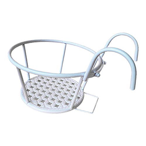 Tubayia Metall Blumentopf Hängekörbe Geländer Hängende Pflanzgefäße Blumenkorb für Terrasse, Veranda, Balkon, Garten (Weiß) von Tubayia
