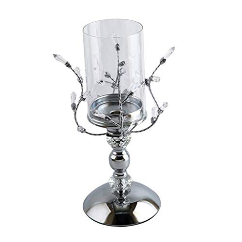 Tubayia Metall Glas Kerzenhalter Teelichthalter Teelichtgläser Tischdeko für Hochzeit Geburtstag Weihnachten Party (Silber,Medium) von Tubayia