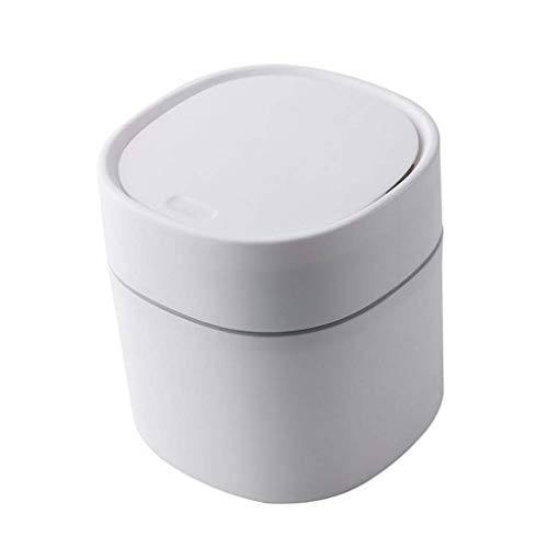 Tubayia Mini Desktop Abfalleimer Mülleimer Tischmülleimer Abfallbehälter mit Deckel für Wohnzimmer, Schlafzimmer, Büro (Weiß mit Snaplid) von Tubayia