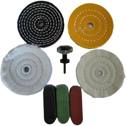 Tubayia Polierscheiben-Set mit Schaft, Zubehör, Polierpads, Polierpad-Set für Chrom, Metall, Holz und Glas von Tubayia