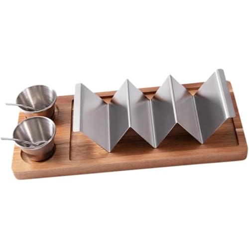 Tubayia Taco Halter Tablett Tortilla Tablett Holzschale Snack Display Stand Tacos Shell Serving Tablett Sauce Tasse für Wohnzimmer Home Buffet Tubayia Taco Halter Tablett Tortilla Tablett Holzschale Snack Display Stand Tacos Shell Serving Tablett Sauce Tasse für Wohnzimmer Home Buffet von Tubayia