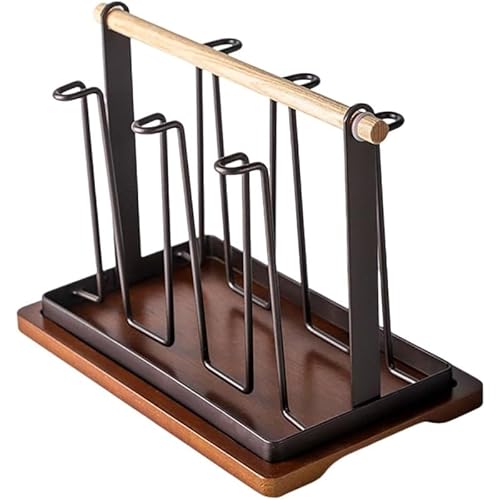 Tubayia Tassen Trocknungsregal Tassen Abfluss mit Holzgriff robuste Becher Displayhalter -Halter Organisator für Tea Shop Bar Restaurant Cafe Büro (Kaffee) von Tubayia