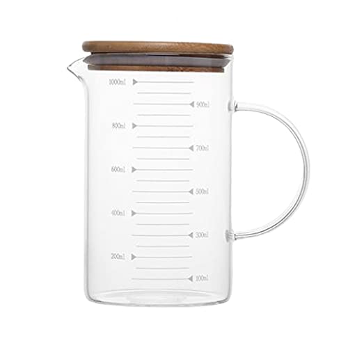Tubayia Transparent Glas Teekanne mit Deckel und Handgriff Messbecher Kaffeekanne Glaskanne Wasserkocher (1000ml) von Tubayia