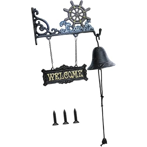 Tubayia Türklingel aus Gusseisen, Abendessenglocke für den Außenbereich, Ruder und Wellen, Retro-rustikale Türklingel aus Metall für den Innenbereich, Garten Tubayia Türklingel aus Gusseisen, Abendessenglocke für den Außenbereich, Ruder und Wellen, Retro-rustikale Türklingel aus Metall für den Innenbereich, Garten von Tubayia