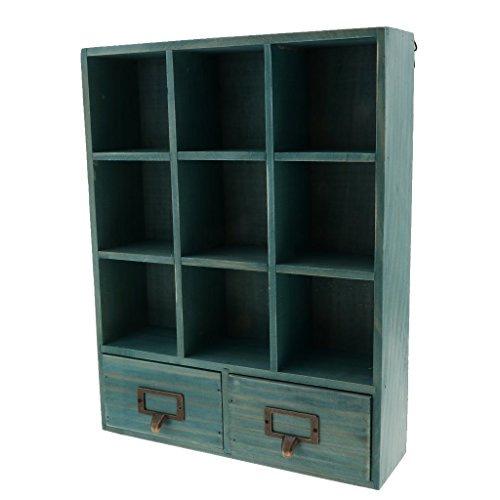 Tubayia Vintage Holz Lagerregal Regalböden Vitrine Schrank Wand Hängend Tisch Organizer mit 9 Fächer und 2 Schublade Tubayia Vintage Holz Lagerregal Regalböden Vitrine Schrank Wand Hängend Tisch Organizer mit 9 Fächer und 2 Schublade von Tubayia