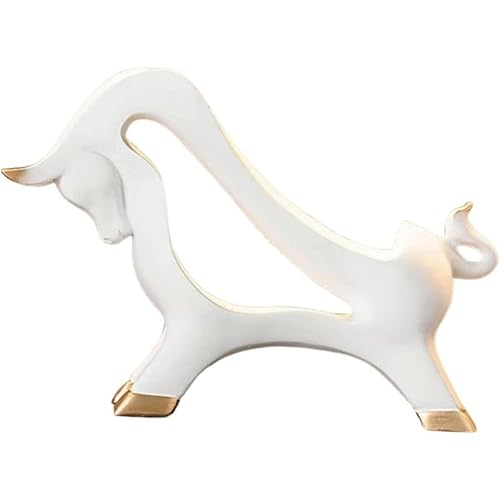 Tubayia Weinregal für die Arbeitsplatte, Desktop-Ornament, Kunsthandwerk, Tierstatue, Mehrzweck-Kuh-Skulptur, Figur für Bar, Küche, Eingang (Weiß) von Tubayia