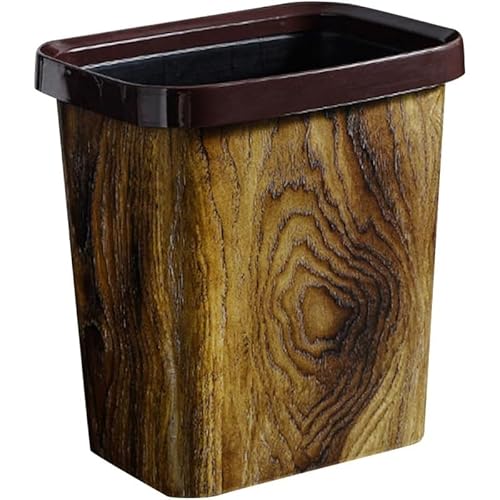 Tubayia mit Holzmaserung, Dekorativer Papierkorb Im Retro Stil, Kreativer Papierkorb für Den Haushalt, für Zuhause, Küche, Wohnzimmer (10l) von Tubayia