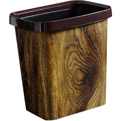 Tubayia mit Holzmaserung, Dekorativer Papierkorb Im Retro Stil, Kreativer Papierkorb für Den Haushalt, für Zuhause, Küche, Wohnzimmer (15l) von Tubayia