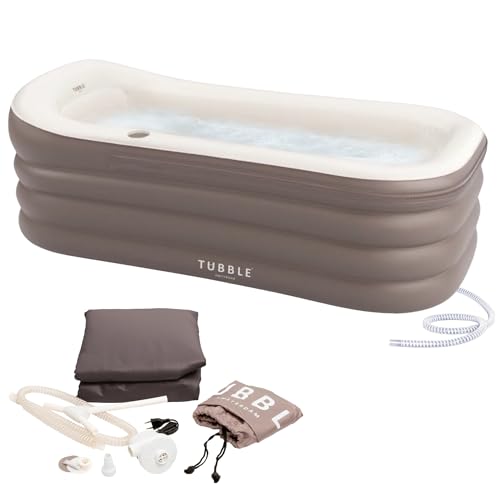 Tubble® Royale Aufblasbare Badewanne - Verwendung als Heiß- und Eisbad - Schneller Aufbau in 1min - Faltbare Badewanne für Erwachsene bis zu 188cm - Ambient Taupe - 255L von Tubble