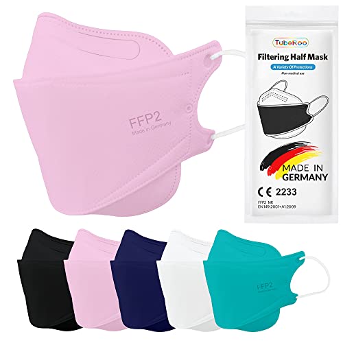 TubeRoo FFP2 Maske rosa pink Fischform, 10 Stück Masken aus Deutschland, Made in Germany, weiche Ohrschlaufen Bänder, Atemschutzmaske, Mundschutz von TubeRoo