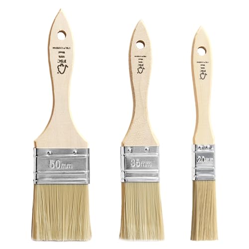 TubeRoo Malerpinsel Set, Pinsel 20 35 50 mm, Flachpinsel Lasurpinsel Lackierpinsel Farbpinsel für Lacke Lasuren Öle Wand-Farben Acryl am Holz Metall von TubeRoo