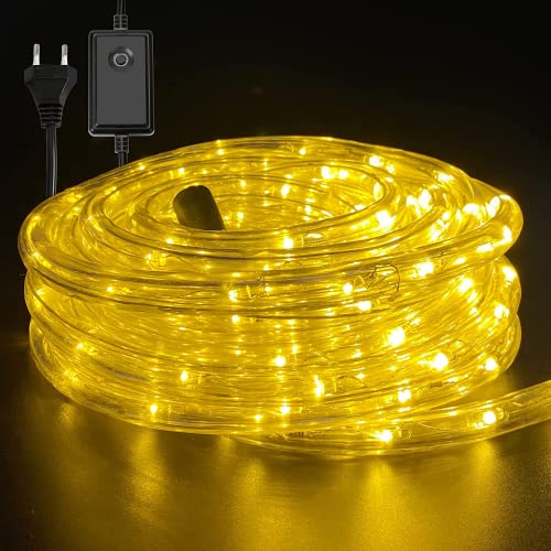 Tubiaz LED Lichterschlauch Aussen, 10m 240LEDs Lichtschlauch mit Timer 8 Leuchtmode Wasserdicht IP20 Lichterkette Strombetrieben für Innen Party Weihnachten Halloween Hochzeit, Warmweiß von Tubiaz