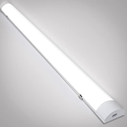 Tubiaz 18W Led Feuchtraumleuchte 60CM Led Röhre Verknüpfbar Werkstattlampe IP65 Wasserfest Deckenleuchte LED Kellerlampe Neutralweiß 1530LM für Feuchtraum Garage Werkstatt Büro Warenhaus Küche von Tubiaz