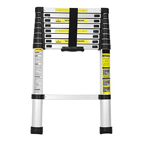 Tubiaz 2,6M Teleskopleiter, Aluminiumleiter - Rutschfester Klappleiter Stehleiter Mehrzweckleiter - 150 kg/330 Pfund Belastbarkeit - 9 Sprossen von Tubiaz
