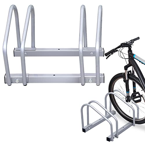 Tubiaz 2 x 2er Fahrradständer im Set, Für 2 Fahrräder Boden- oder Wandmontage, Mehrfachständer Geeignet für Fahrräder von 35-55 cm Stellplatz 30cm verzinktem Stahl, 41x32x26cm Silber von Tubiaz
