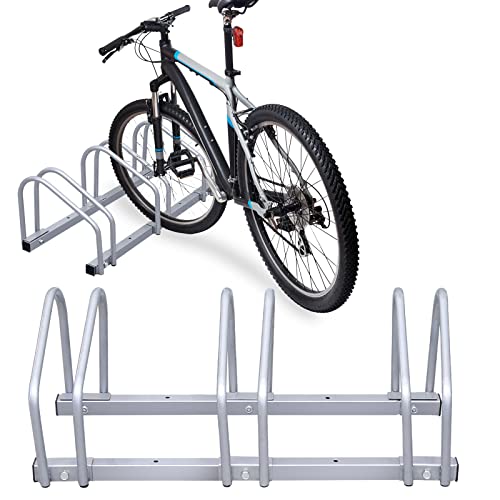 Tubiaz 2 x 3er Fahrradständer im Set, Für 3 Fahrräder Boden- oder Wandmontage, Mehrfachständer Geeignet für Fahrräder von 35-55 cm Stellplatz 30cm verzinktem Stahl, 70.5x32x26cm Silber von Tubiaz