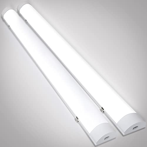 Tubiaz 2er Led Feuchtraumleuchte 18W Led Röhre 60CM Verknüpfbar Werkstattlampe Neutralweiß 4000K Deckenleuchte Keller IP65 Wasserdicht Leuchtstoffröhre für Garage Keller Warenhaus Bad von Tubiaz