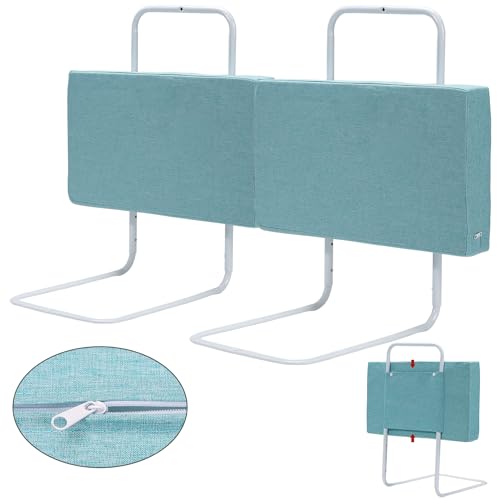 Tubiaz Bettgitter rausfallschutz Bett 3x50cm 5-Loch Höhenverstellbar Bettschutzgitter für Kinder Bett Rausfallschutz Kinder, Kinderbettgitter Familienbett für Kinderbett (150cm,Grüner See) von Tubiaz