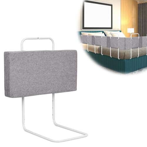 Tubiaz Bettgitter rausfallschutz Bett 50cm 5-Loch Höhenverstellbar Bettschutzgitter für Kinder Bett Rausfallschutz Kinder, Kinderbettgitter Familienbett für Kinderbett (50cm,Leinen Grau) von Tubiaz