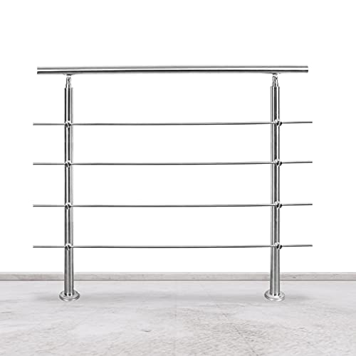Tubiaz Edelstahl Handlauf Geländer,Treppengeländer mit 4 Querstreben, Eingangsgeländer für Balkon Treppen Innen und Außen (160cm) von Tubiaz