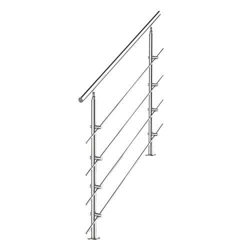 Tubiaz Edelstahl Handlauf Treppengeländer Geländer für Treppen Brüstung Balkon 100CM mit 4 Querstreben Ø 42mm für innen & außen von Tubiaz