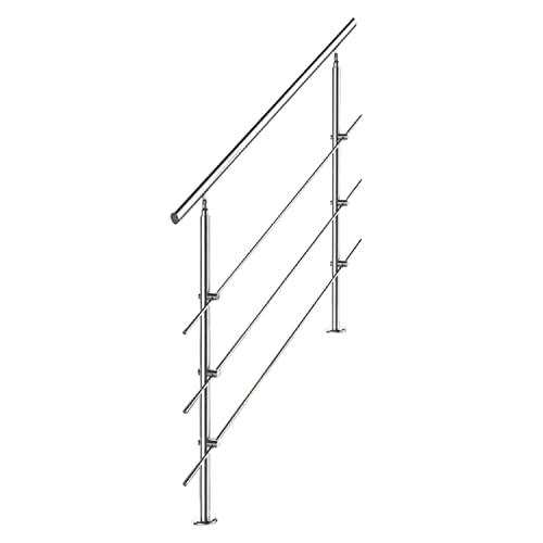 Tubiaz Edelstahl Handlauf Treppengeländer Geländer für Treppen Brüstung Balkon 120CM mit 3 Querstreben Ø 42mm für innen & außen von Tubiaz