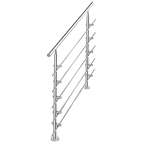 Tubiaz Edelstahl Handlauf Treppengeländer Geländer für Treppen Brüstung Balkon 120CM mit 5 Querstreben Ø 42mm für innen & außen von Tubiaz