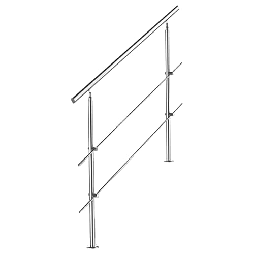 Tubiaz Edelstahl Handlauf Treppengeländer Geländer für Treppen Brüstung Balkon 160CM mit 2 Querstreben Ø 42mm für innen & außen von Tubiaz