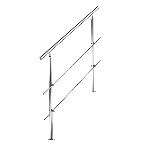 Tubiaz Edelstahl Handlauf Treppengeländer Geländer für Treppen Brüstung Balkon 180CM mit 2 Querstreben Ø 42mm für innen & außen von Tubiaz